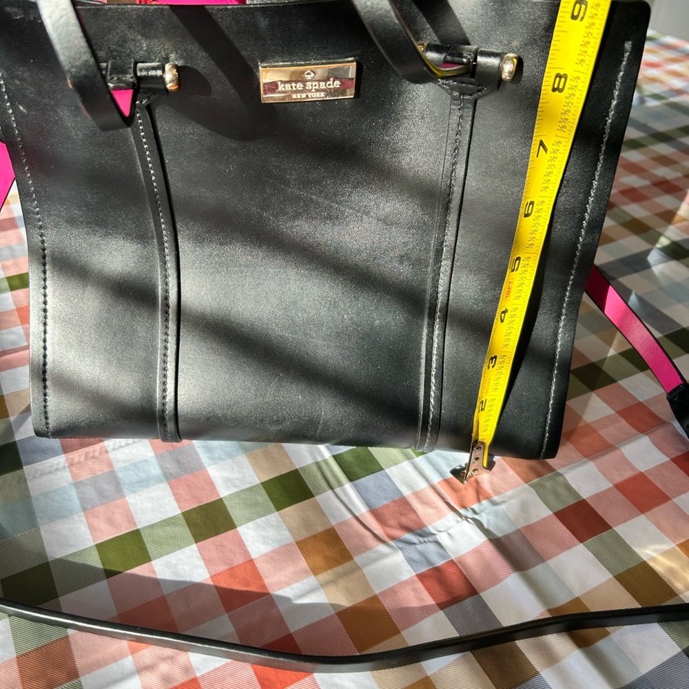 Kate Spade Black Leather Tote with Pink Accents